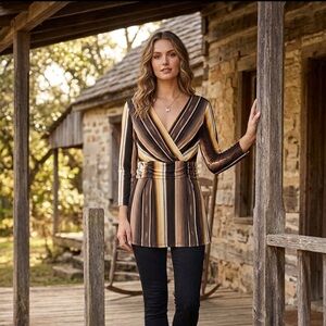 Attitudes by Renee Multicolor Striped Tunic